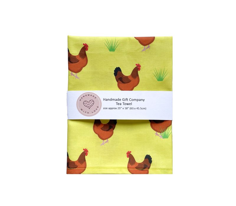 Hen Design Tea Towel Yellow