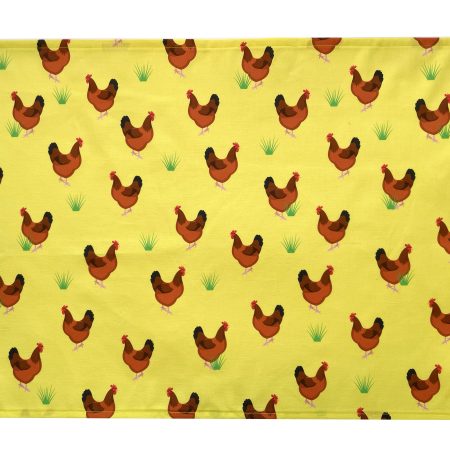 Hen Design Tea Towel Yellow