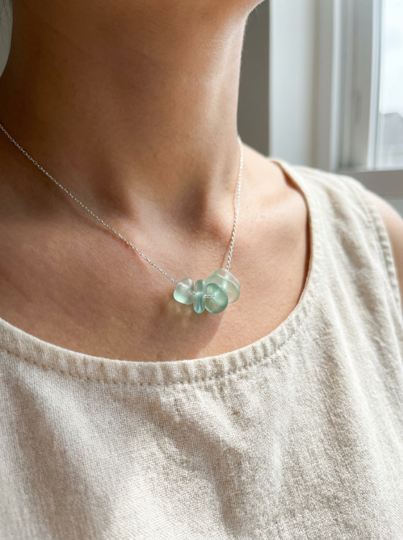 Sea Glass Droplet Necklace
