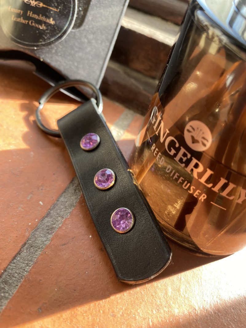Leather and Crystal Key ring