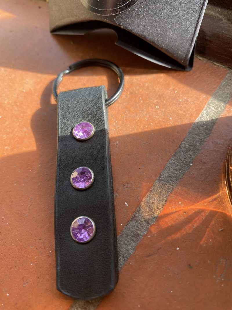 Leather and Crystal Key ring