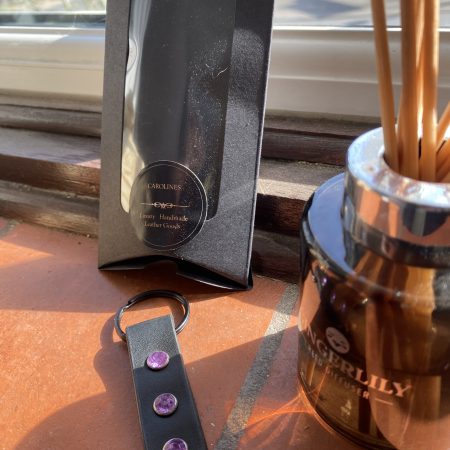 Leather and Crystal Key ring