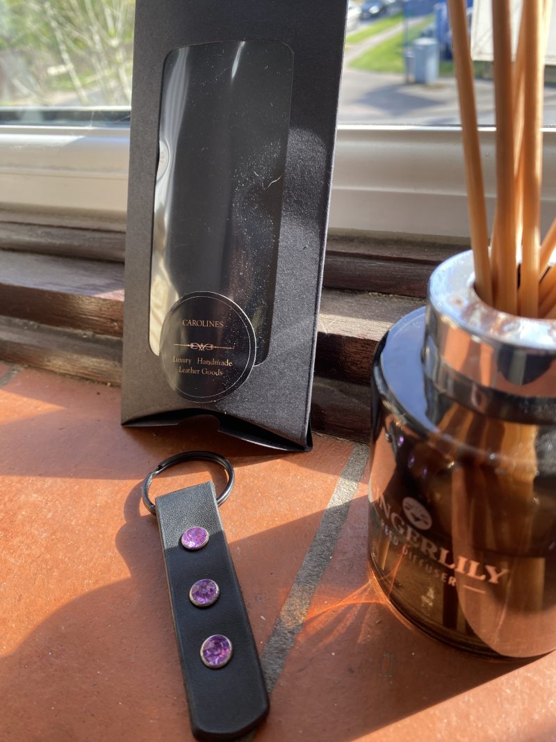 Leather and Crystal Key ring