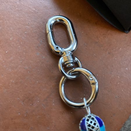 Bag Charm/ tassel italian leather with beautiful tibetan silver and enamel topper