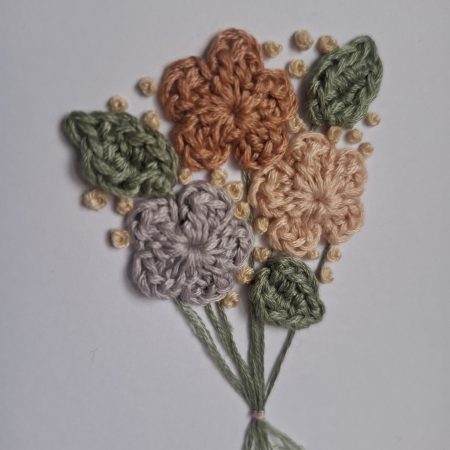 50th Birthday Card, Handmade Floral Crochet Card, Elegant Birthday Card for Her, Milestone Birthday Keepsake