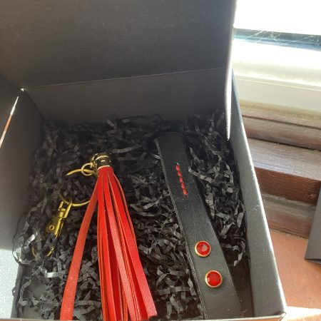 Keyring Black Italian leather and crystal set including bag charm