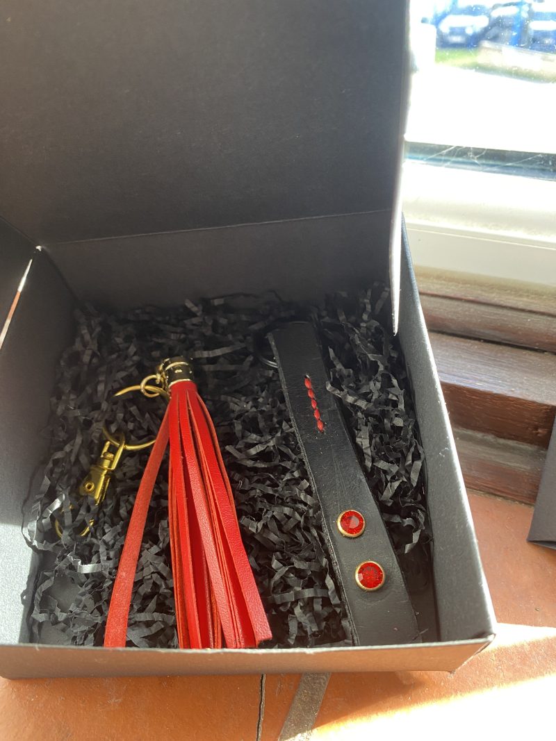 Keyring Black Italian leather and crystal set including bag charm