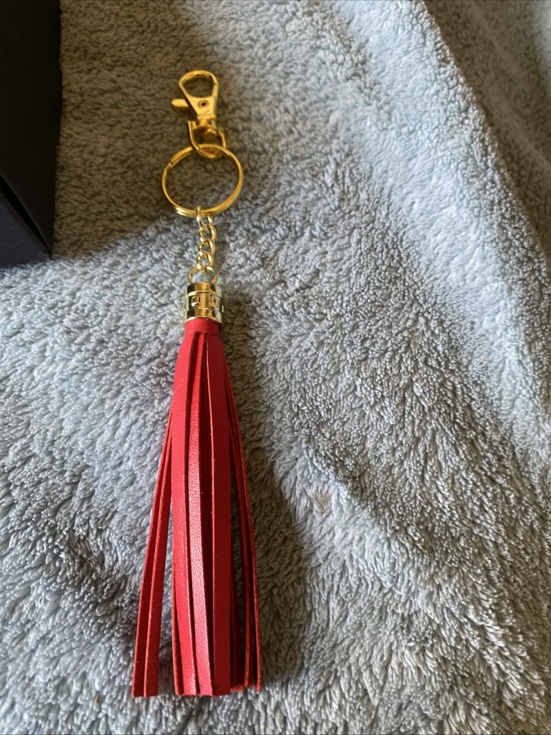 Keyring Black Italian leather and crystal set including bag charm