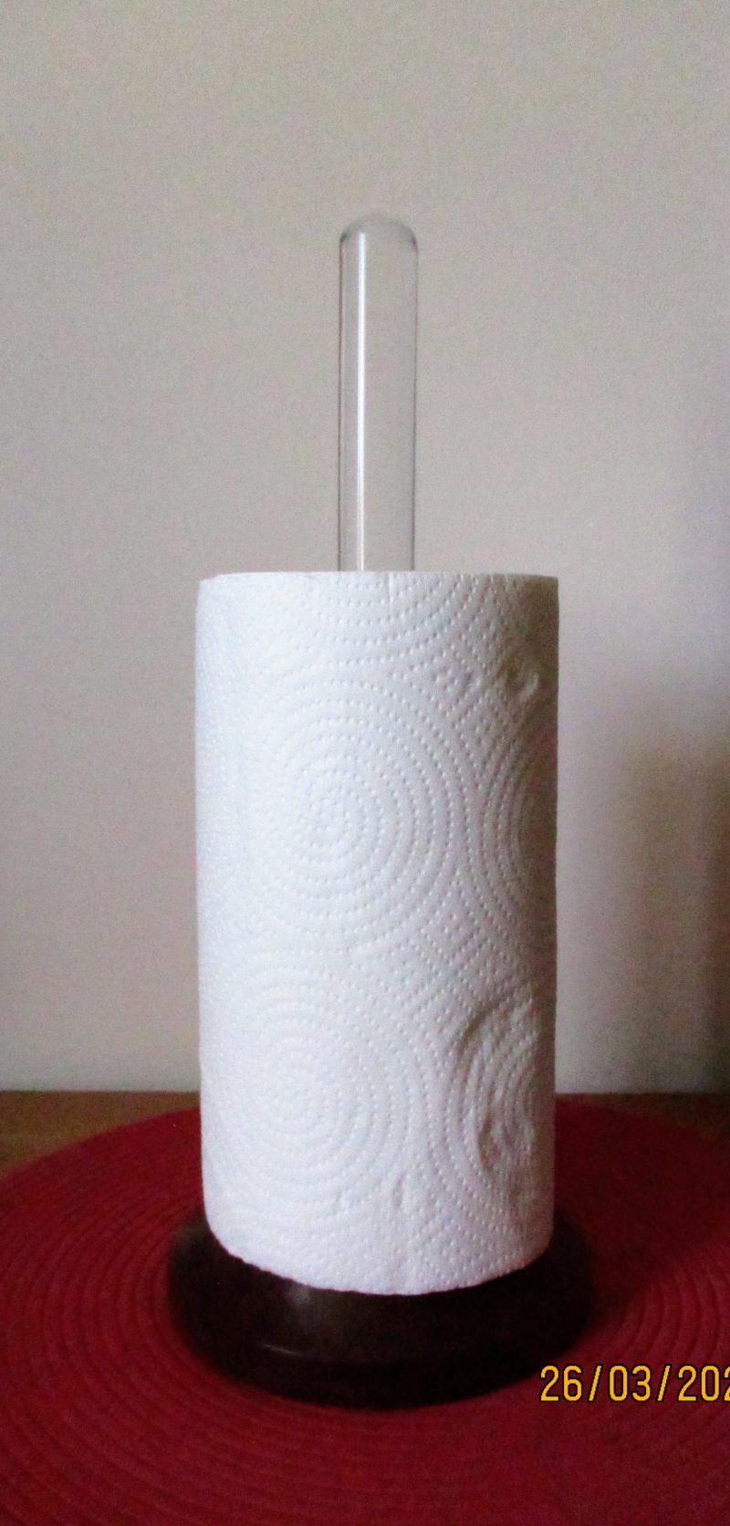 Kitchen Paper Towel Roll Holder Hand Made mahogany & perspex