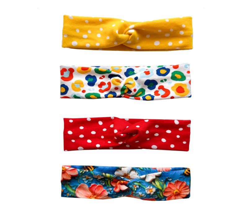 Babies Headband on Red Fabric with White Spots