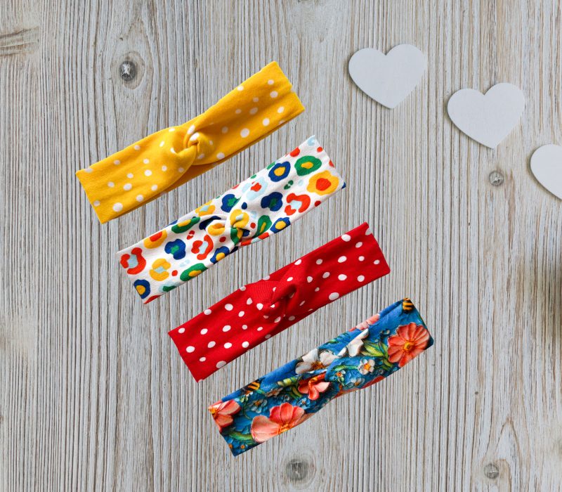 Babies Headband on Red Fabric with White Spots