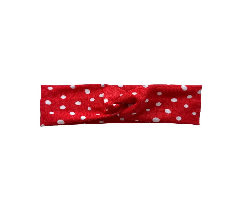 Babies Headband on Red Fabric with White Spots