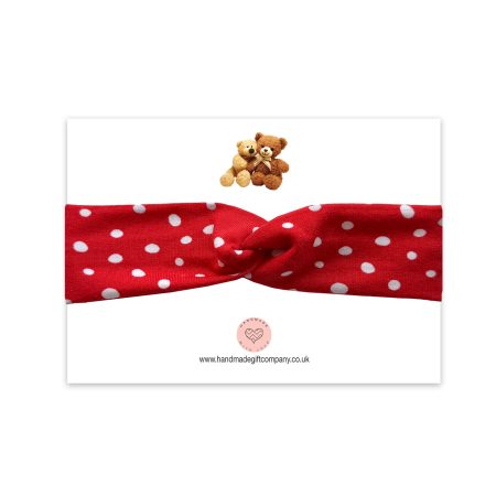 Babies Headband on Red Fabric with White Spots