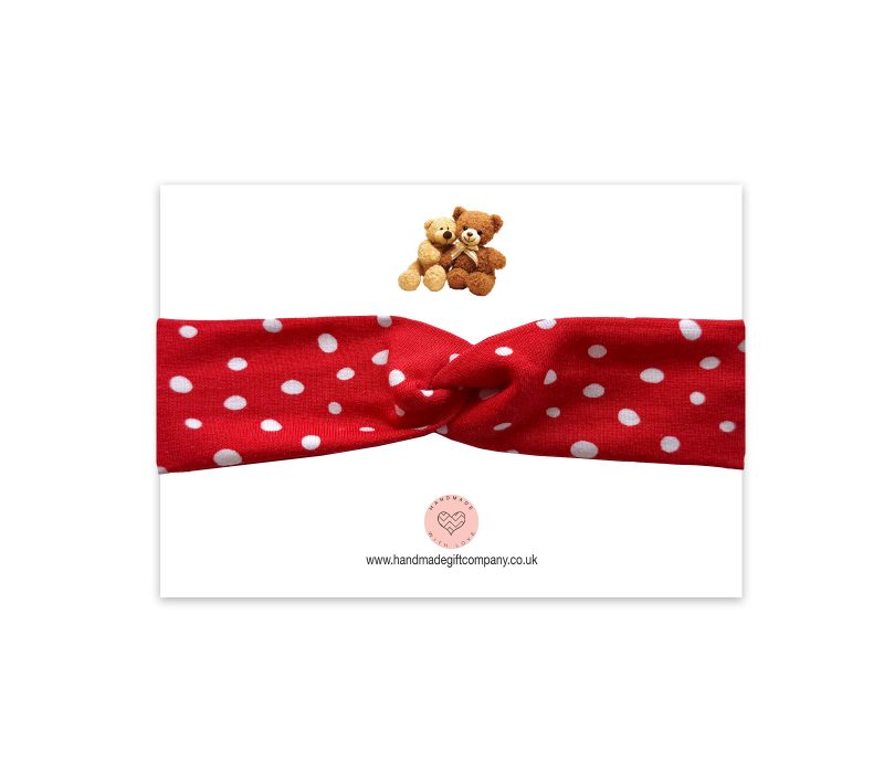 Babies Headband on Red Fabric with White Spots