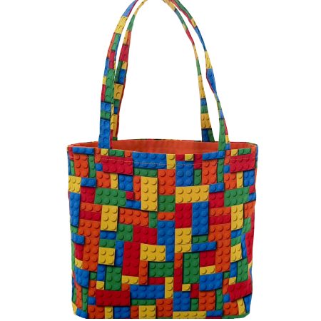 Handmade Childrens Mini Tote Bag-Bricks Design