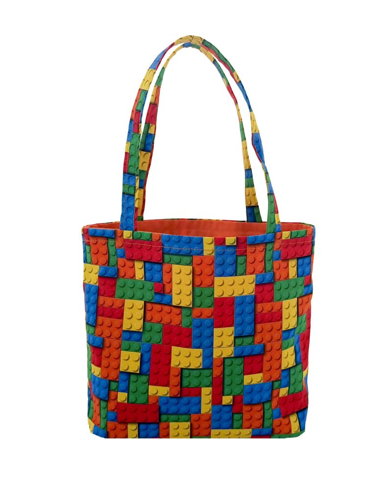Handmade Childrens Mini Tote Bag-Bricks Design