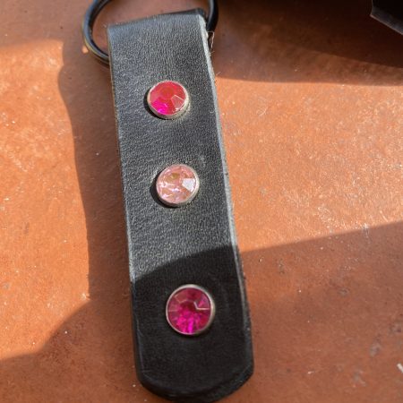 Keyring- Bespoke Handmade Italian leather with stunning pink crystals