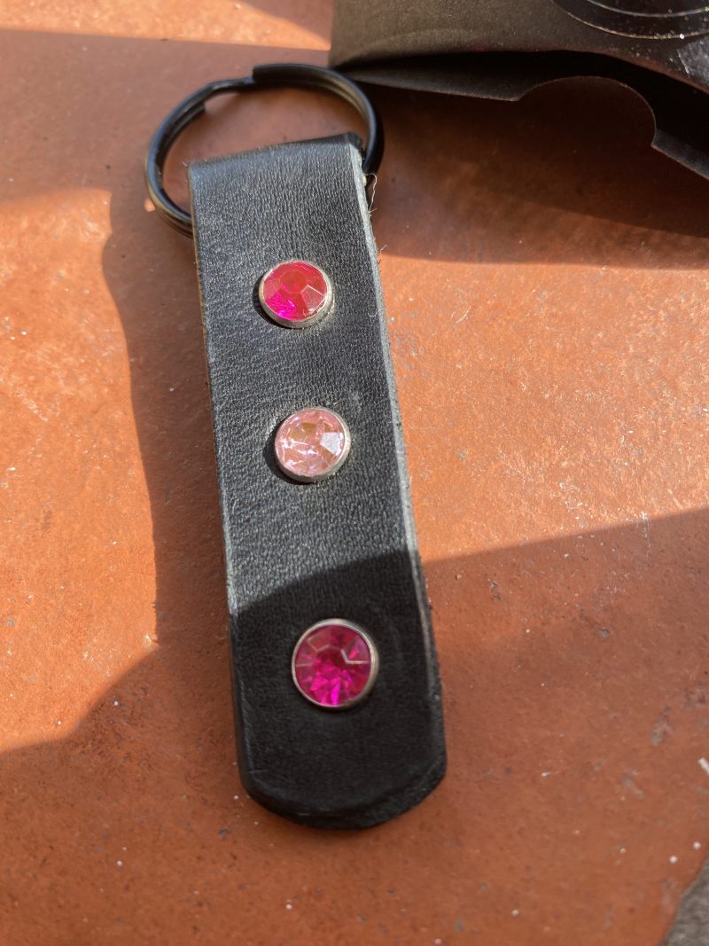 Keyring- Bespoke Handmade Italian leather with stunning pink crystals