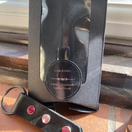 Keyring- Bespoke Handmade Italian leather with stunning pink crystals