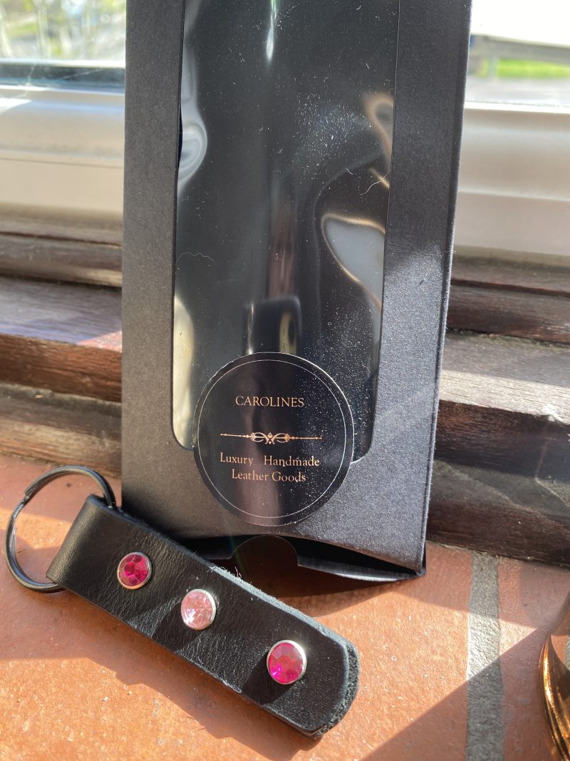 Keyring- Bespoke Handmade Italian leather with stunning pink crystals