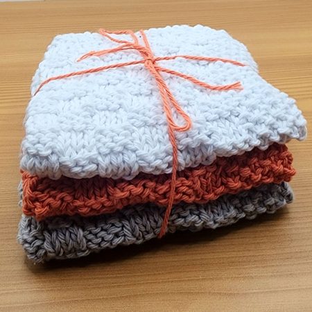 Hand knitted 100% recycled cotton cloths x 3
