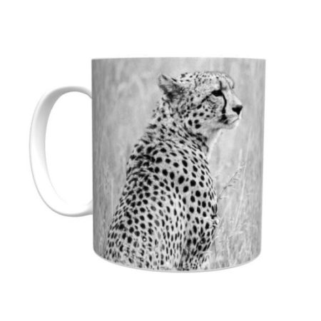 11oz Ceramic Mug with Black and White Cheetah Photo Print