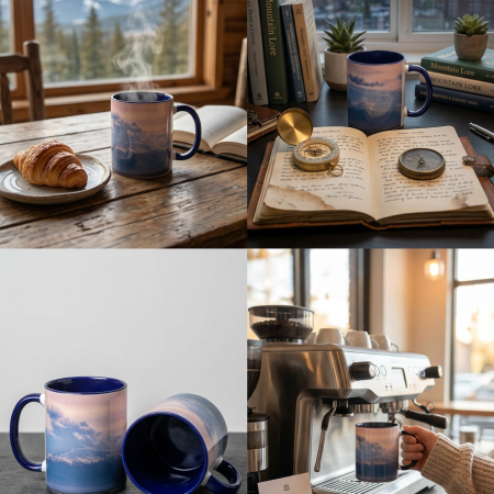 Blue Coffee Mug with Original Mount Ararat Print