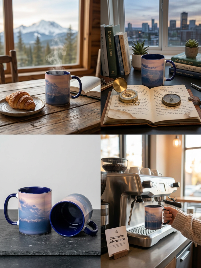 Blue Coffee Mug with Original Mount Ararat Print