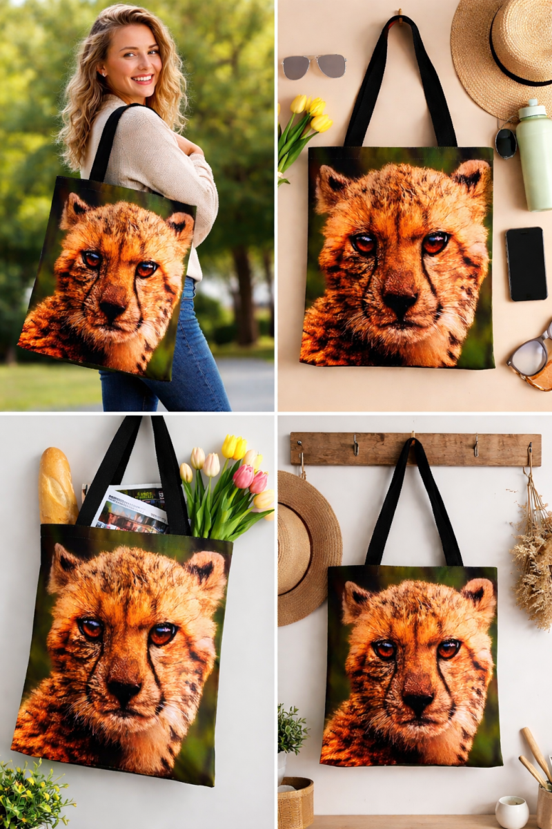 Cheetah Print Tote Bag, 40x40cm