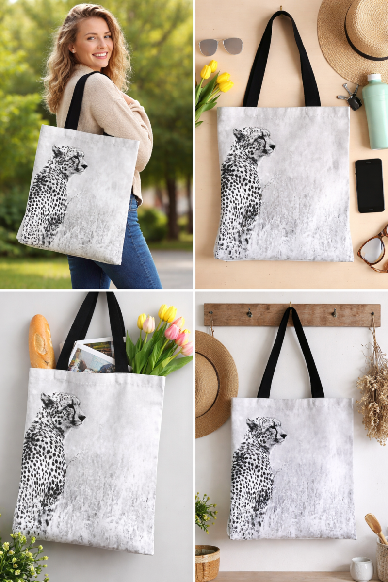 Cheetah Print Tote Bag, 40x40cm