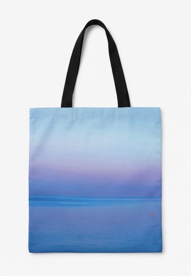 Eco-Friendly Tote Bag with Blue Pastel Seascape Print