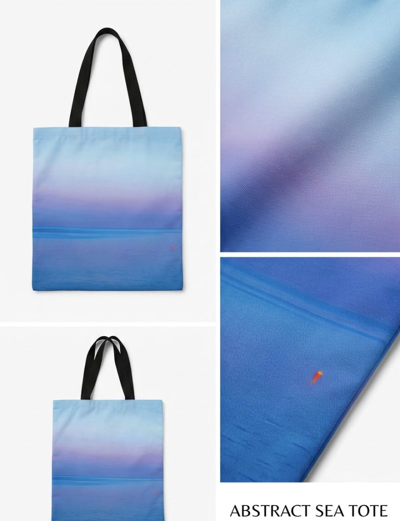 Eco-Friendly Tote Bag with Blue Pastel Seascape Print
