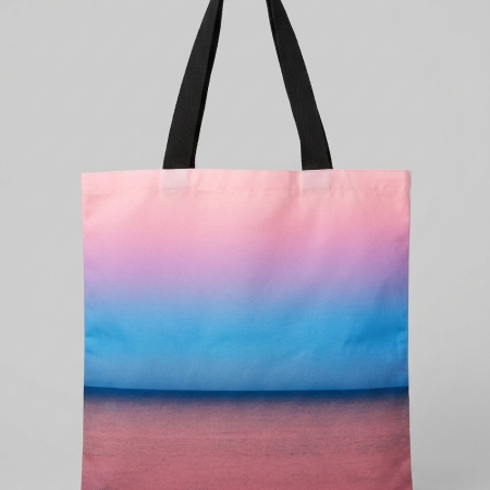 Soft Lightweight Tote Bag with Pink Seascape Print