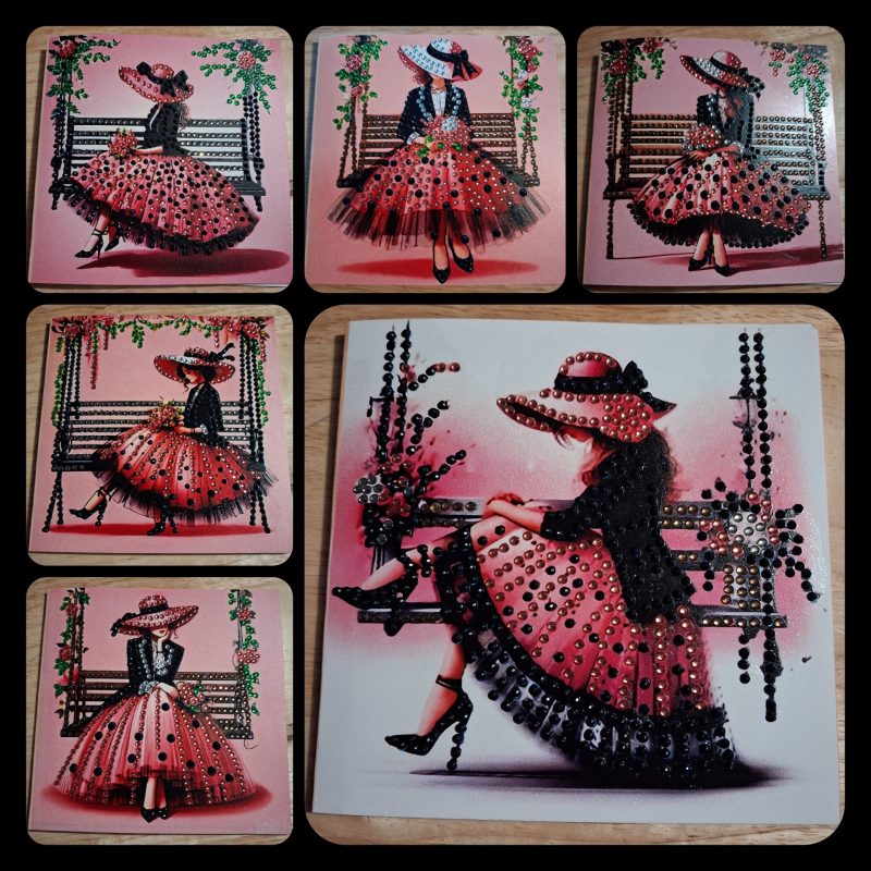 Handmade Elegant Lady Diamond Art Cards, Colourful and Lightweight