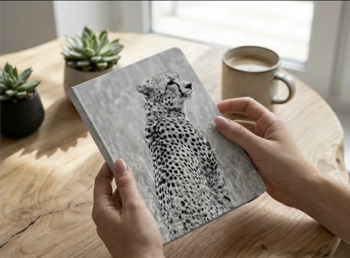 A5 Cheetah Portrait Lined Notebook with Minimalist Design