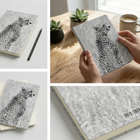 A5 Cheetah Portrait Lined Notebook with Minimalist Design