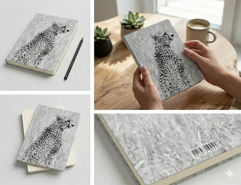 A5 Cheetah Portrait Lined Notebook with Minimalist Design