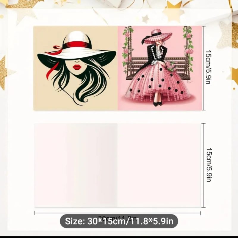 Handmade Elegant Lady Diamond Art Cards, Colourful and Lightweight