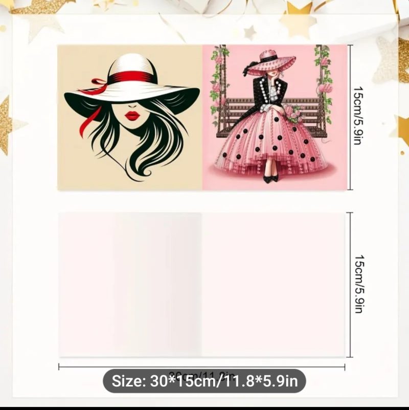 Handmade Elegant Lady Diamond Art Cards, Colourful and Lightweight