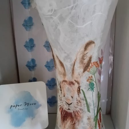 Decoupaged vase - Rabbit/Hare design