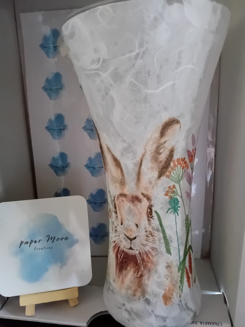 Decoupaged vase - Rabbit/Hare design