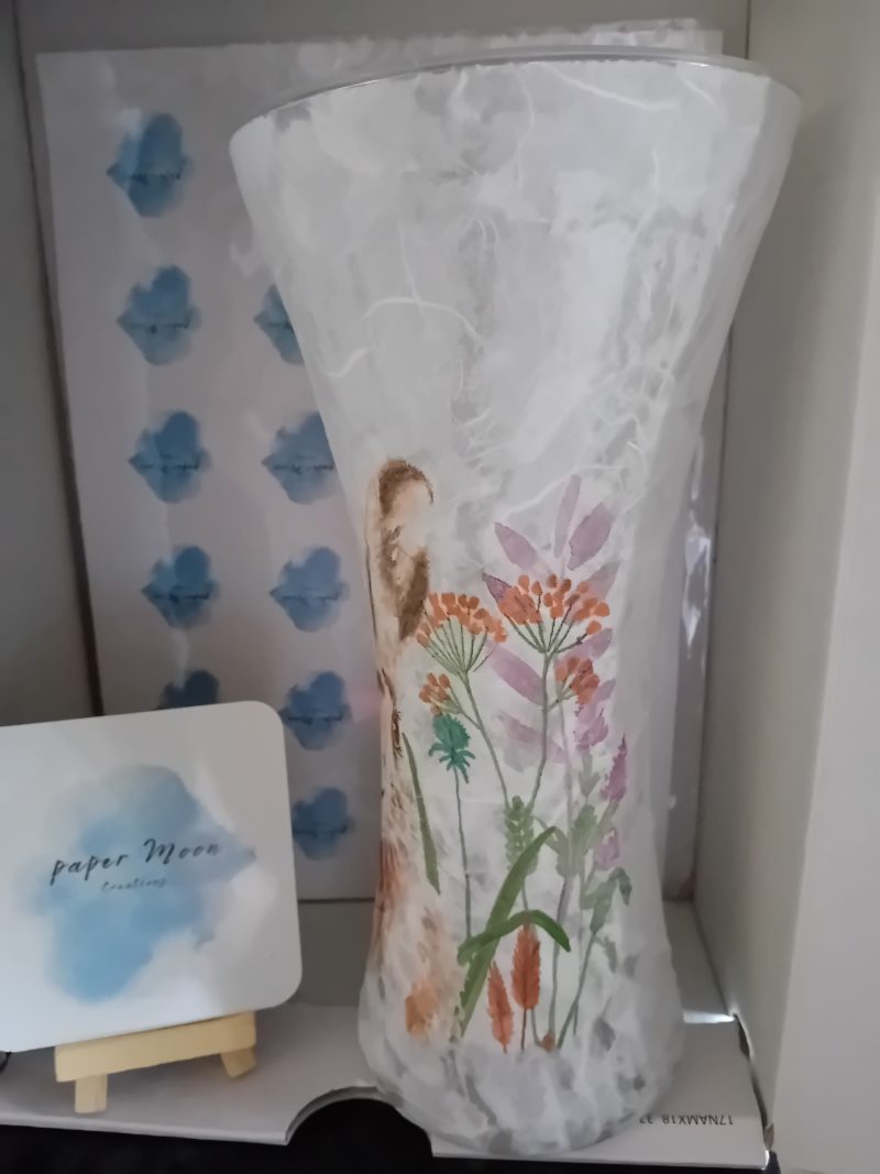 Decoupaged vase - Rabbit/Hare design