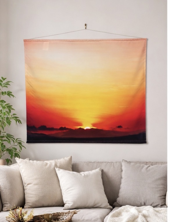 African Sunrise Wall Hanging on Stiff Panama Fabric