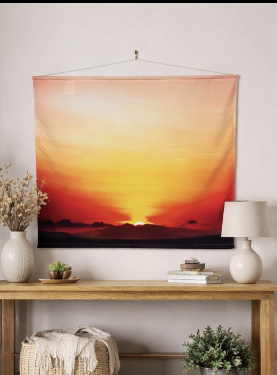 African Sunrise Wall Hanging on Stiff Panama Fabric
