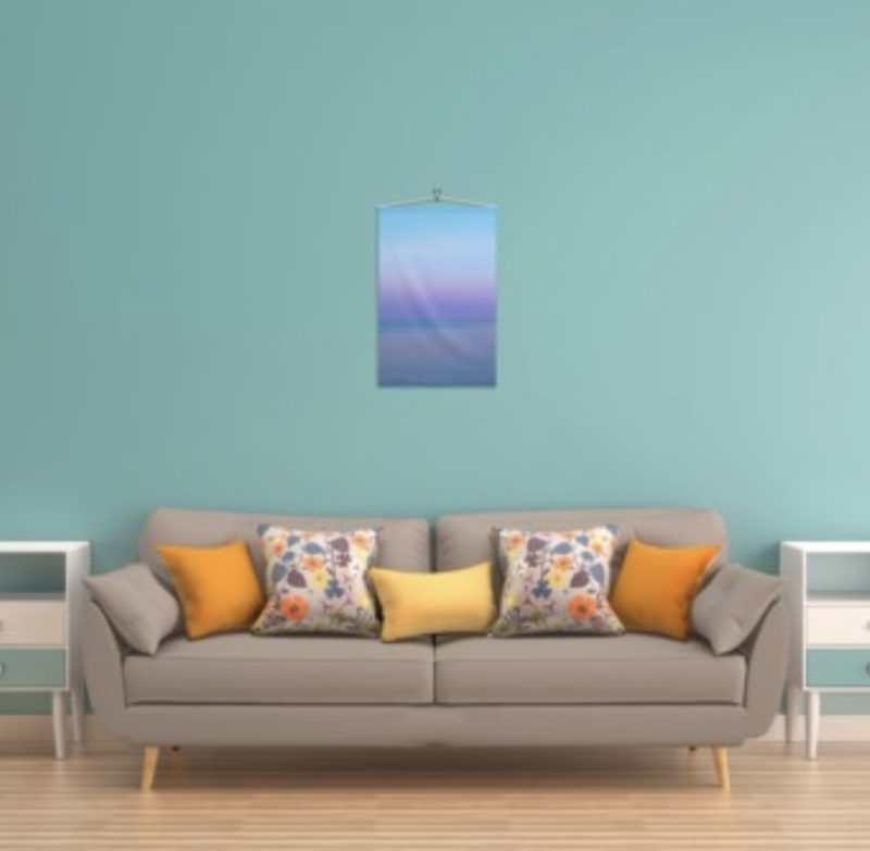 Pastel Seascape Wall Hanging on Stiff Panama Cloth, 46x70cm