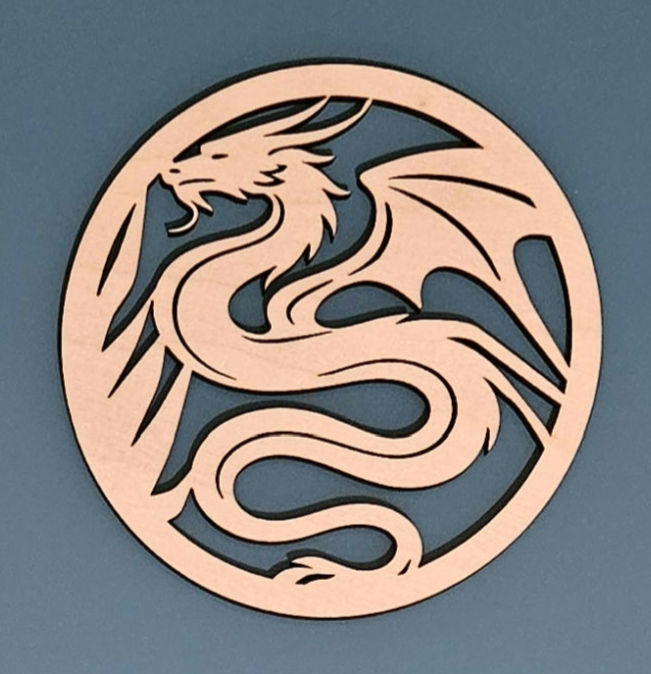 Set of 4 fantasy dragon coasters Laser cut coasters set of 4 dragon design lightweight coasters
