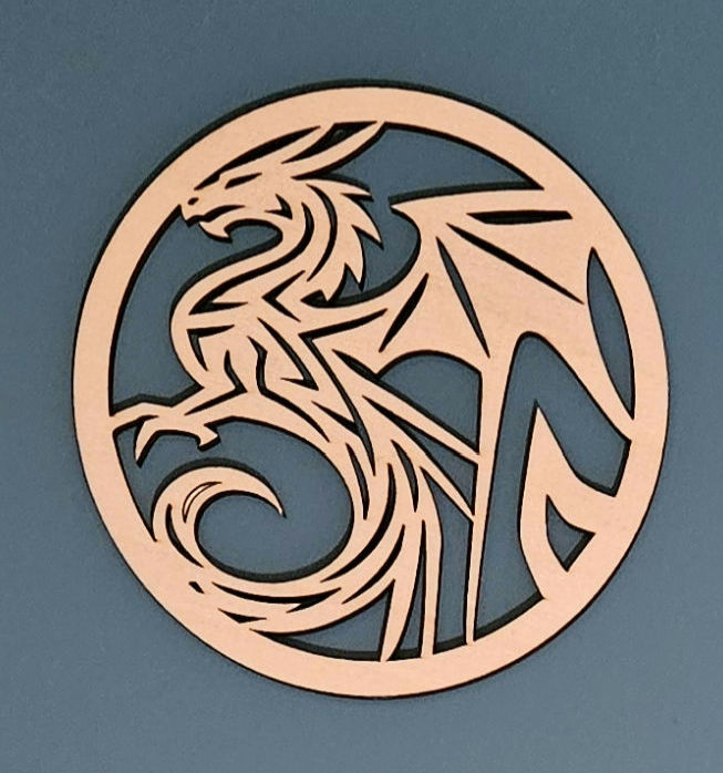 Set of 4 fantasy dragon coasters Laser cut coasters set of 4 dragon design lightweight coasters