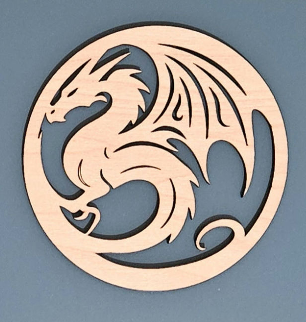 Set of 4 fantasy dragon coasters Laser cut coasters set of 4 dragon design lightweight coasters