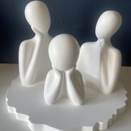 Family figurines, minimalist style in white eco resin