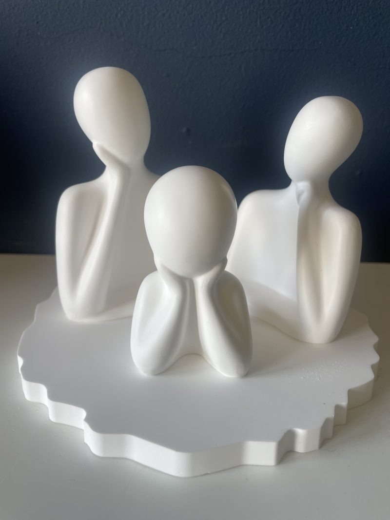 Family figurines, minimalist style in white eco resin